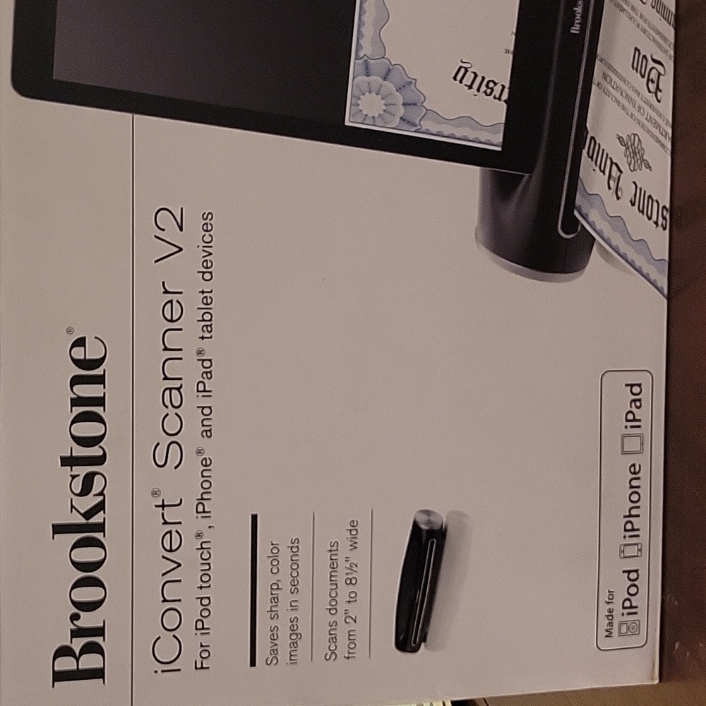 New BROOKSTONE iCONVERT SCANNER FOR APPLE iPAD AND iPAD 2 TABLETS